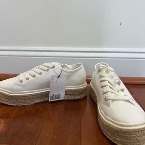 White platform espadrille sneakers